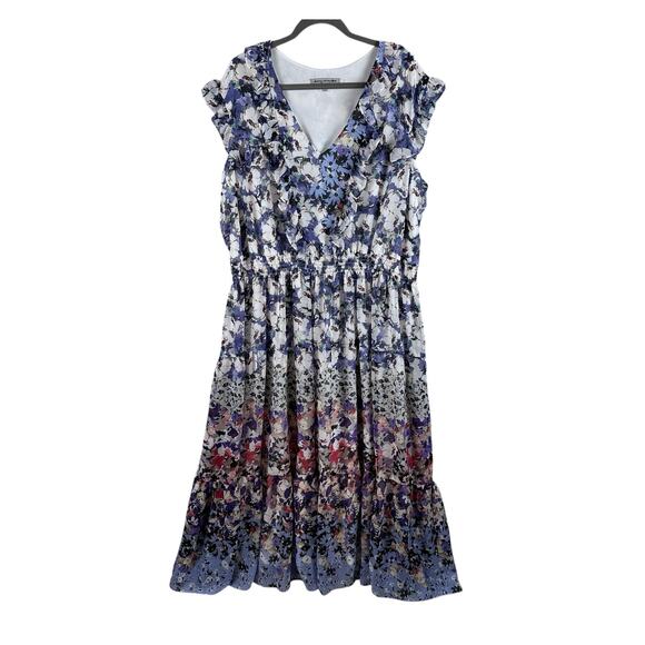 Danny & Nicole Maxi Dress Size 18W Floral Colorful Ruffle Sleeve Flowy Garden - Picture 1 of 14